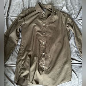 Small Olive Green Slim Fit Button Up